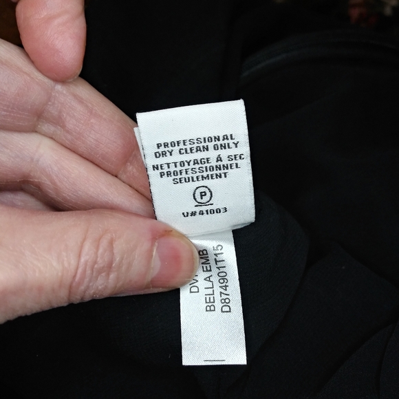 Diane Von Furstenberg Bella Black Sparkly Beaded, Surplice Bodice Cocktail Dress - Picture 15 of 16